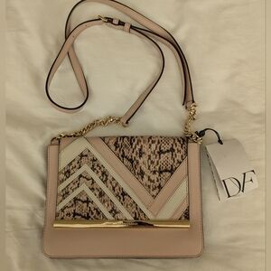 Diane Von Furstenberg Beige and Snake Print Crossbody Bag
